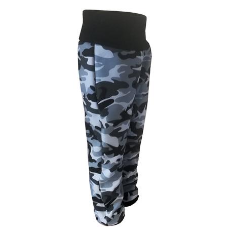 Zimní softshellové kalhoty do sněhu, maskáč/černá, 86 - 152