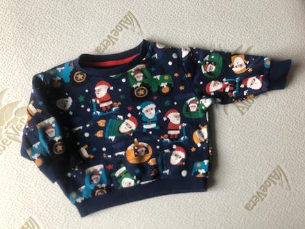 Modrá mikina s potiskem vánočním, 80