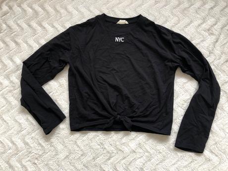 Nyc sportovni tricko s uzlem cerne h&m 158/164, h&m,158