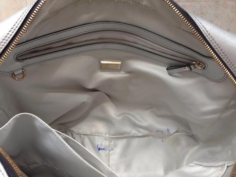 Notebook aktovka coccinelle stříbrná taška+pásek, 