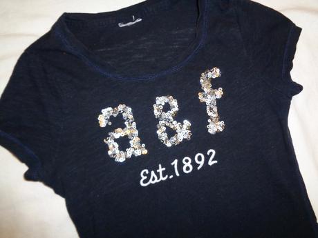 Tmavomodré tričko s flitrovým nápisem 122/128, f&f,122