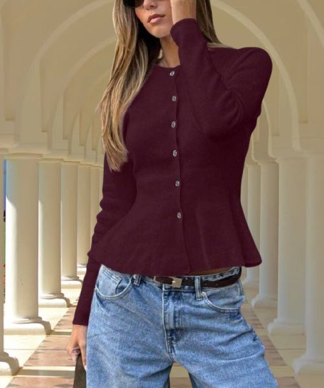 Elegantní vínový svetřík, l