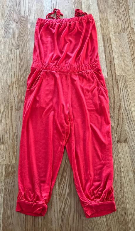 Letní overal h&m červený vel. 134/140, h&m,134