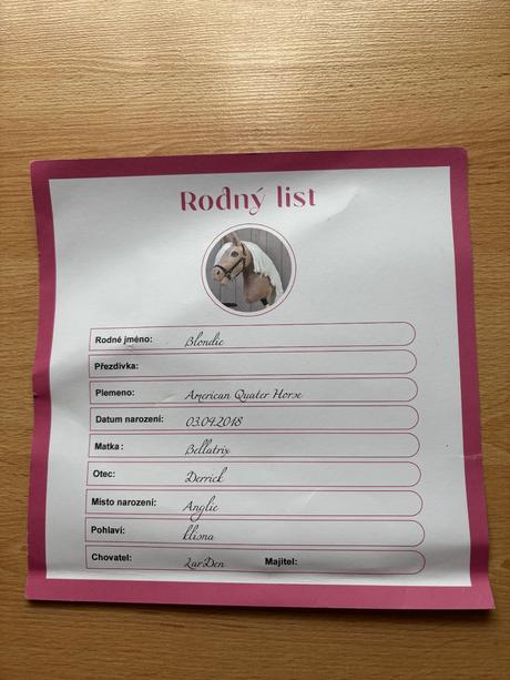 Koník hobby horse blondie s černou ohlávkou,