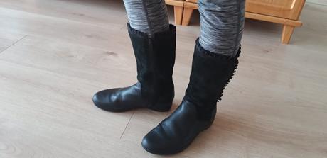 Černé kožené kozačky clarks vel. 34, clarks,34