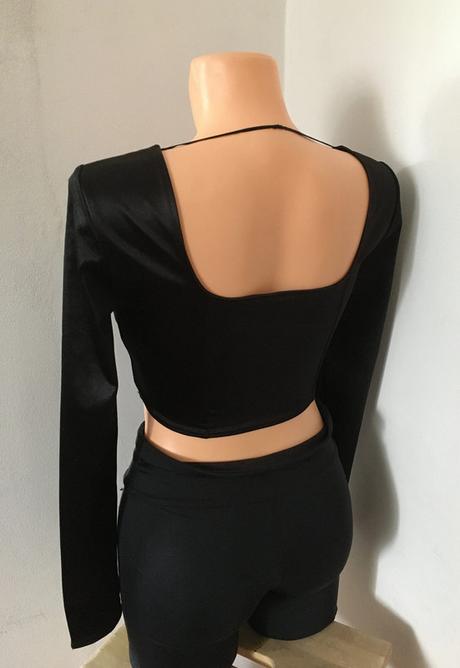 Vel. 36 černý společenský crop top, h&m,36