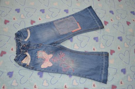 Rifle/džíny s regulací v pase, motýlci, marks & spencer,104