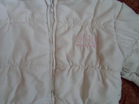 Bílá bunda, bundička na zip s kapucí, 80