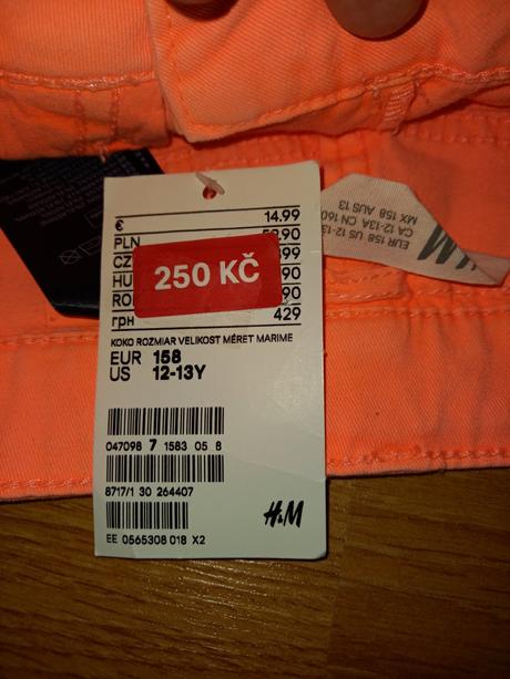 Oranžové elastické kraťasy, h&m,158