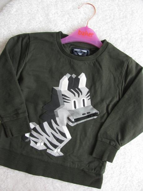 Chlapecká tmavě zelená bavlněná mikina se zebrou, next,98