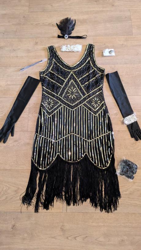 Ka187 flitrové třásňové šaty 20 - léta vel. xl, 42, xl