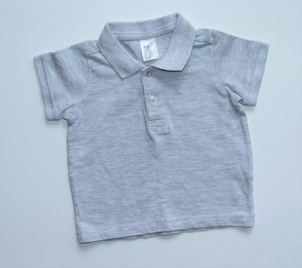 J709 šedé tričko s límečkem vel. 4-6m, h&m,68