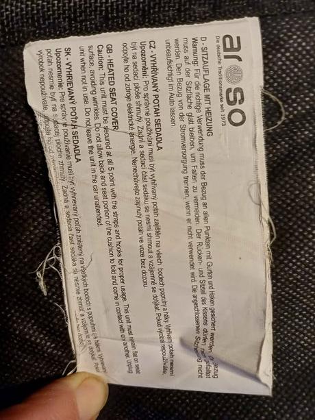 Potah sedadla vyhřívaný 12v, 