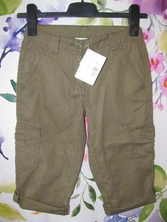 Dívčí plátěné capri khaki kalhoty, 140