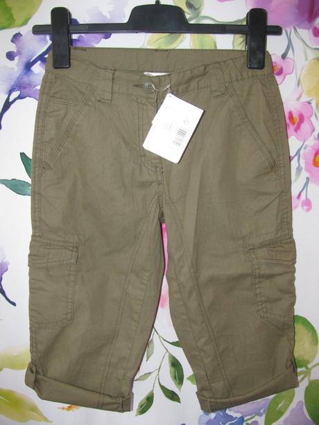 Dívčí plátěné capri khaki kalhoty, 140