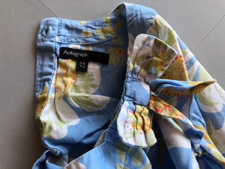 Halenka košile 3-4roky 104cm modrá květy mašle, marks & spencer,104