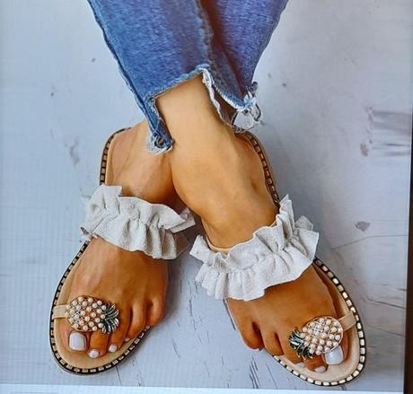 Béžové zdobené pantoflíky shein, 40