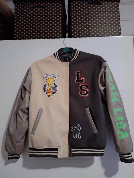 Baseballová simpsons bunda street bunda vel. xxs, h&m,xs