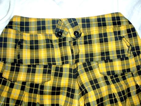 Luxusní káro kraťasy - žlutočerná kombinace, 164