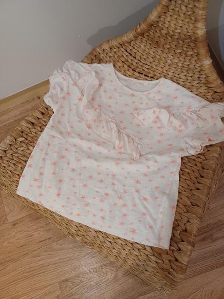 Neon hvězdičkové tričko s volánky 134/140, c&a,140