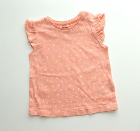 K378 dívčí lososové triko s kvítky vel. 56, f&f,56