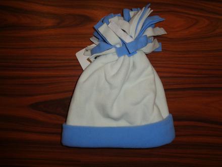 Modrobílá teploučká dvouvrstvá flísová čepice, 146 / 152 / 158