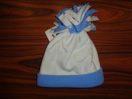 Modrobílá teploučká dvouvrstvá flísová čepice, 146 / 152 / 158