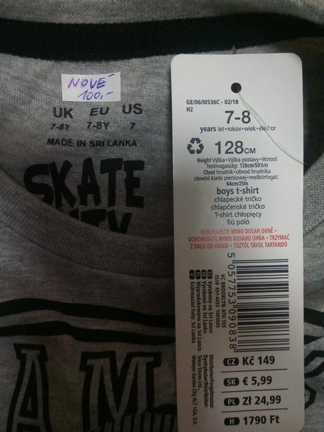 Tričko, nové, faf, vel 128, f&f,128