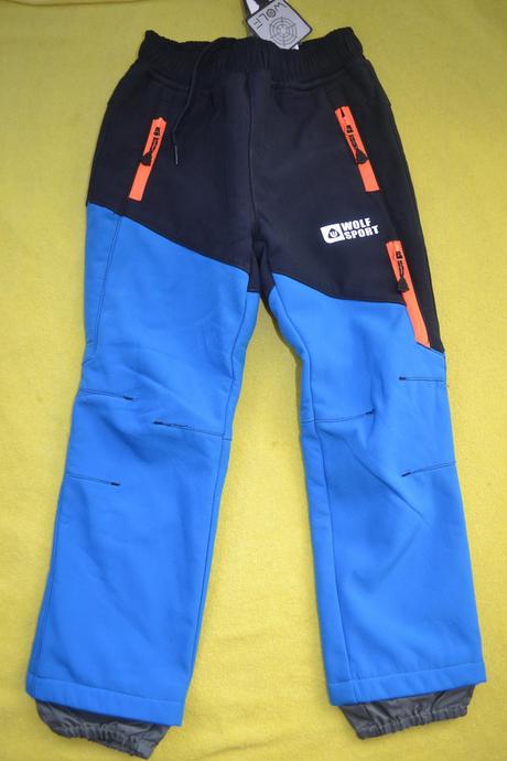 2x oteplené kalhoty wolf,softshellové,šusť, wolf,98