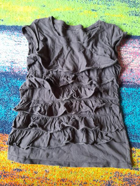 Kanýrové žabičkové šedohnědé tričko na holčičku, 116