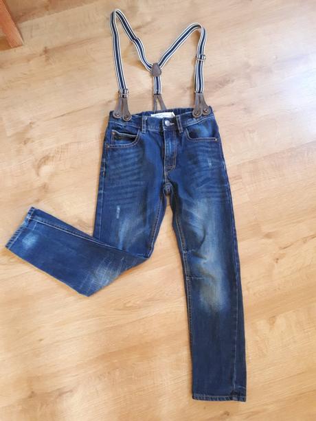 Bezva dřené džíny rifle s kšandama, lindex,122