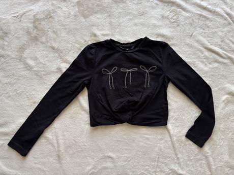 Triko crop top černé - v.7/8 let, george,128