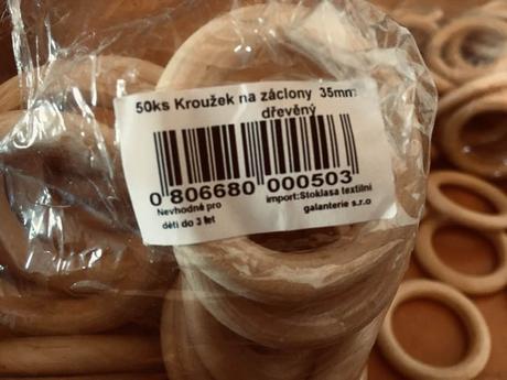 Dřevěné kroužky na záclony / závěsy, 