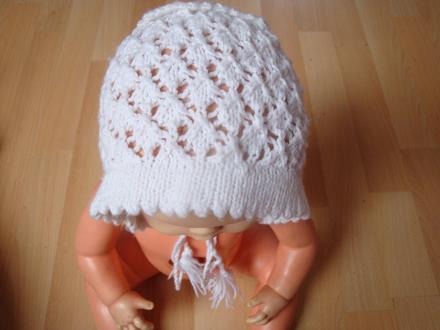 Čepice pletená dírkovaná - bílá, vel. 62, 62