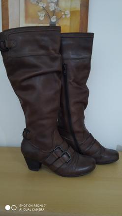 Kožené kozačky janet d. tmavě hnědé, 36