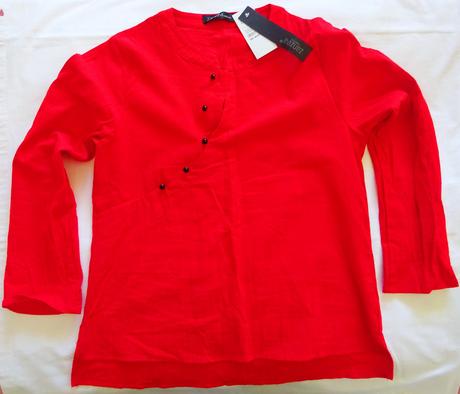 Červená bavlněná halena, xs