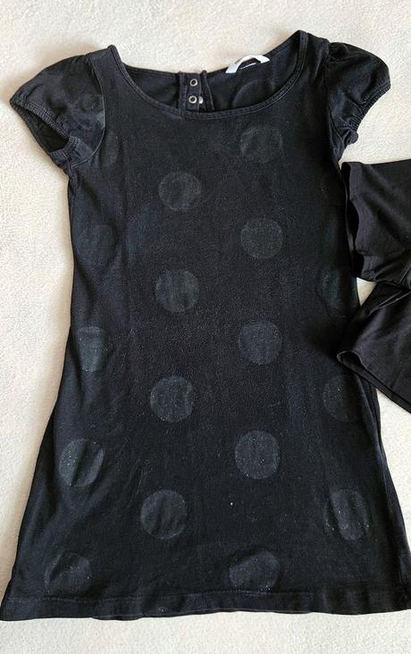 Černá tunika/šaty, černý crop top, vel.140, 140–152