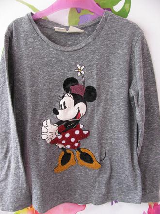Šedé dívčí tričko s minnie, zara, zara,116