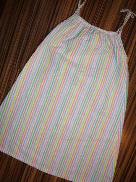 Vzdušné pruhované letní šaty - krep, nutmeg,122