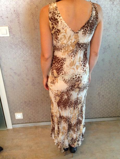 Dlouhé šaty bandolera vel.36 s květy luxus nemačka, bandolera,s