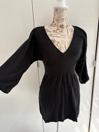 Pletené cerne šaty melrose s širokými rukávy 36, 36