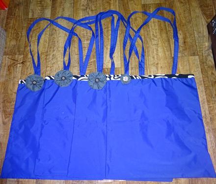 Šité modré nákupní tašky 44 x 42 cm -4 ks,