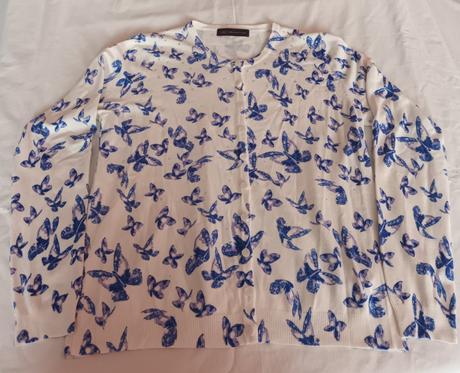 Bílý svetr s motýlky na knoflíky m&s, marks & spencer,42