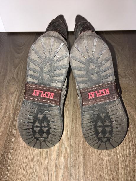 Hnědé vysoké kožené kozačky replay, replay,38