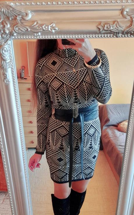 Bodyflirt svetrové šaty s metalickou nití, 38