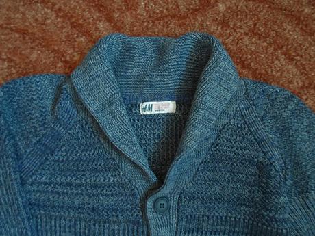 Modrý teplý svetr svetřík, h&m,122