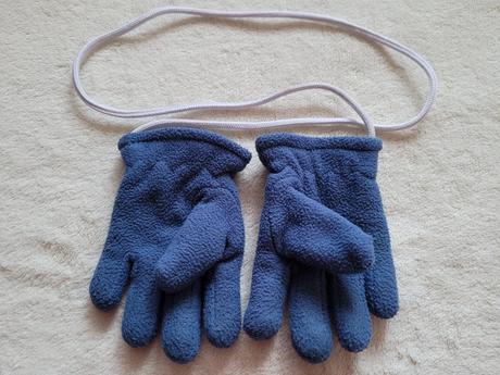 Fleecové rukavice modré na šňůrce, 92