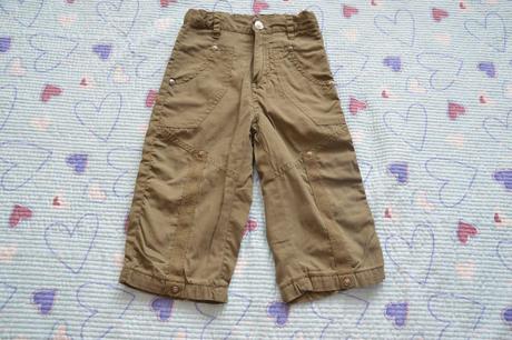 Khaki plátěné kalhoty regulace v pase, podšité, 86