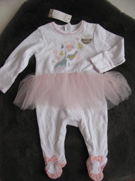 Kojenecké dupačky s tylovou sukýnkou a ptáčky, m&co,62