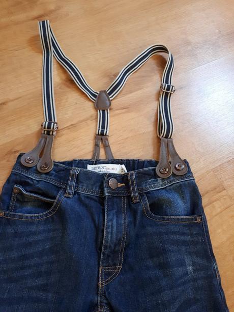 Bezva dřené džíny rifle s kšandama, lindex,122